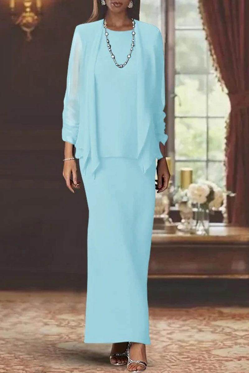 Sheath Scoop Neck Long Sleeves Floor Length Mother Dresses CM0365