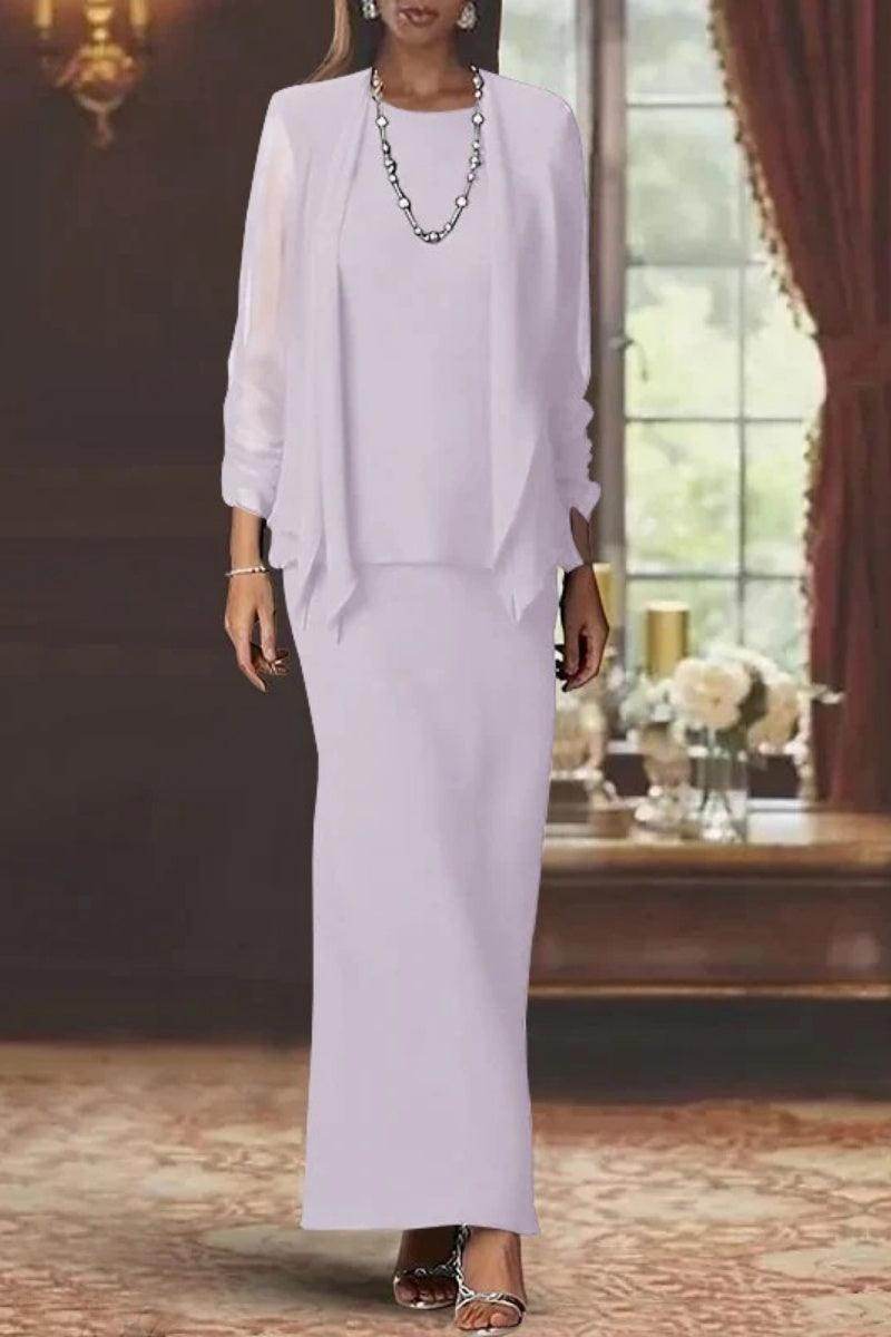 Sheath Scoop Neck Long Sleeves Floor Length Mother Dresses CM0365