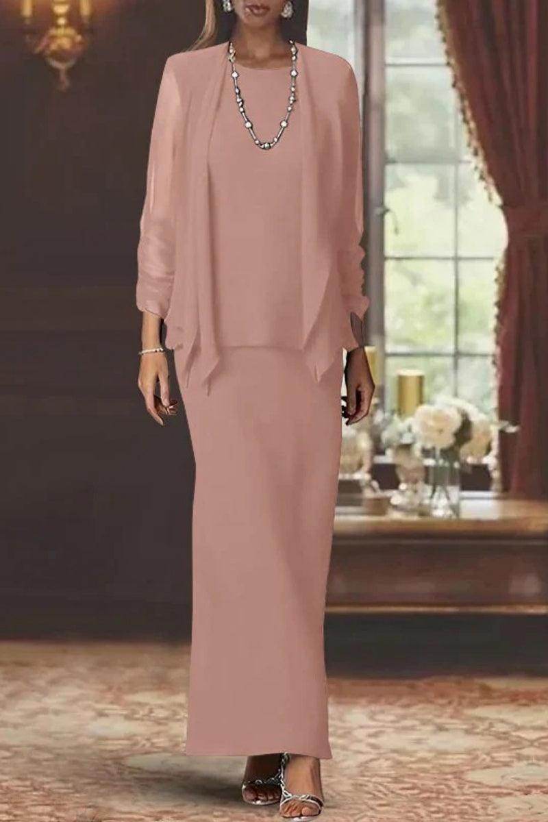 Sheath Scoop Neck Long Sleeves Floor Length Mother Dresses CM0365