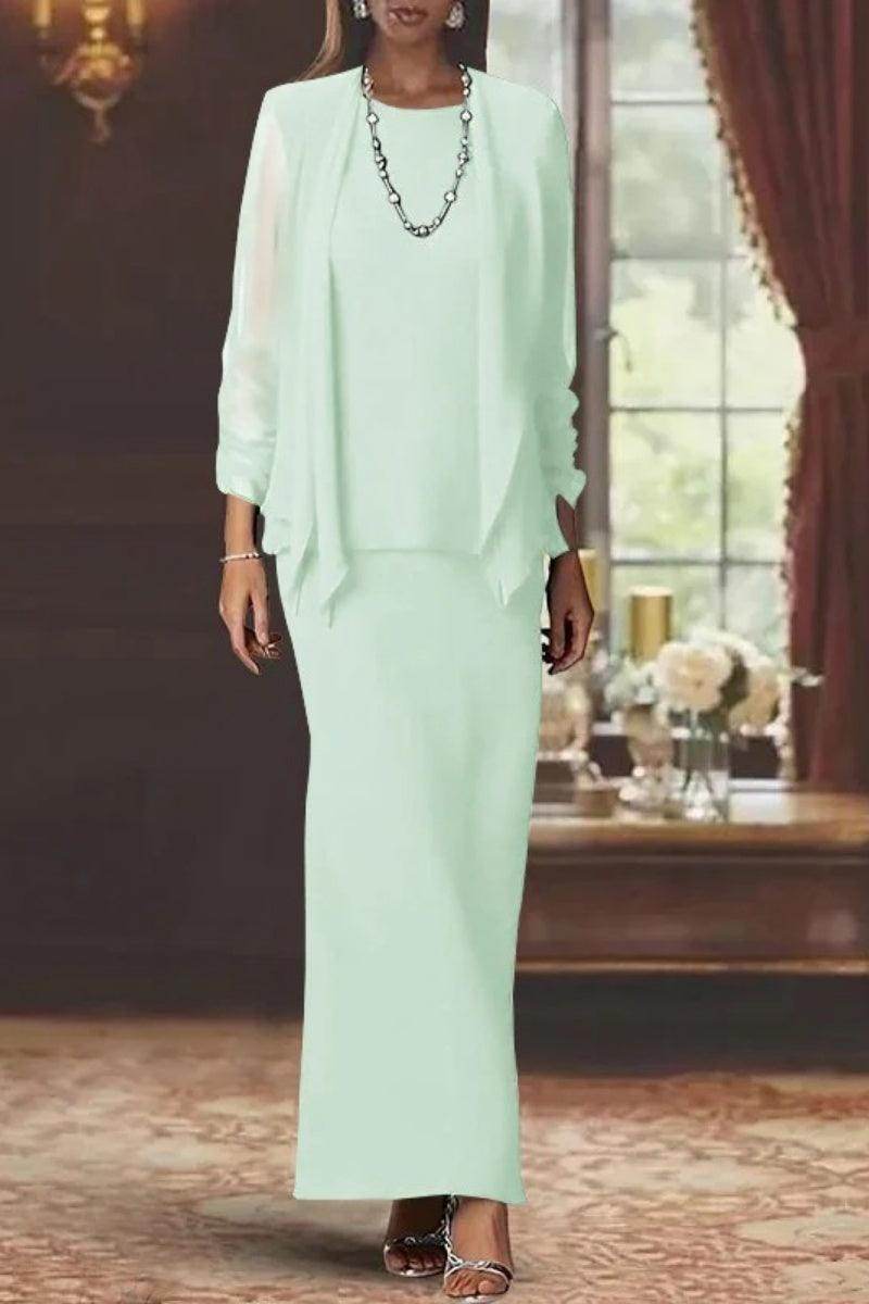 Sheath Scoop Neck Long Sleeves Floor Length Mother Dresses CM0365