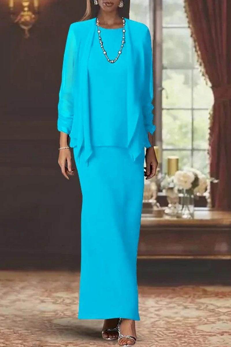 Sheath Scoop Neck Long Sleeves Floor Length Mother Dresses CM0365