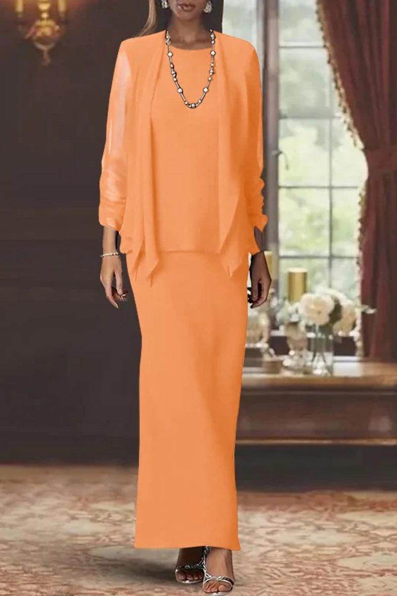 Sheath Scoop Neck Long Sleeves Floor Length Mother Dresses CM0365