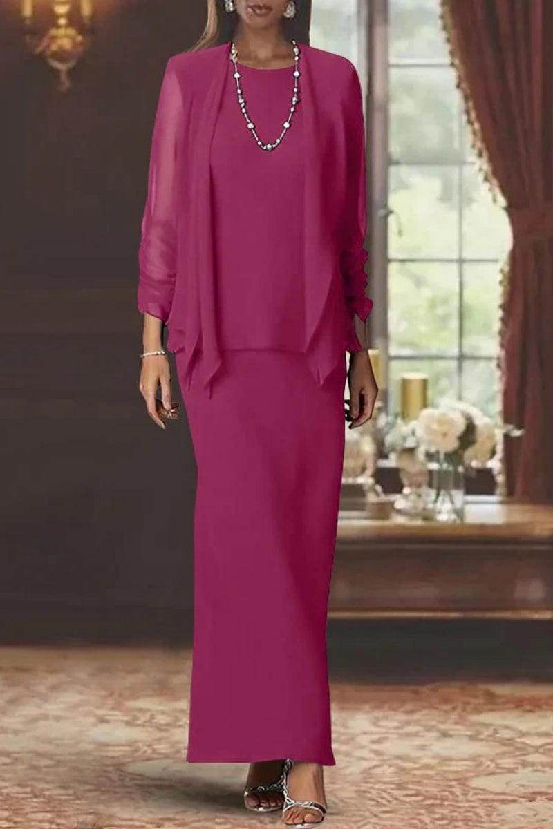Sheath Scoop Neck Long Sleeves Floor Length Mother Dresses CM0365