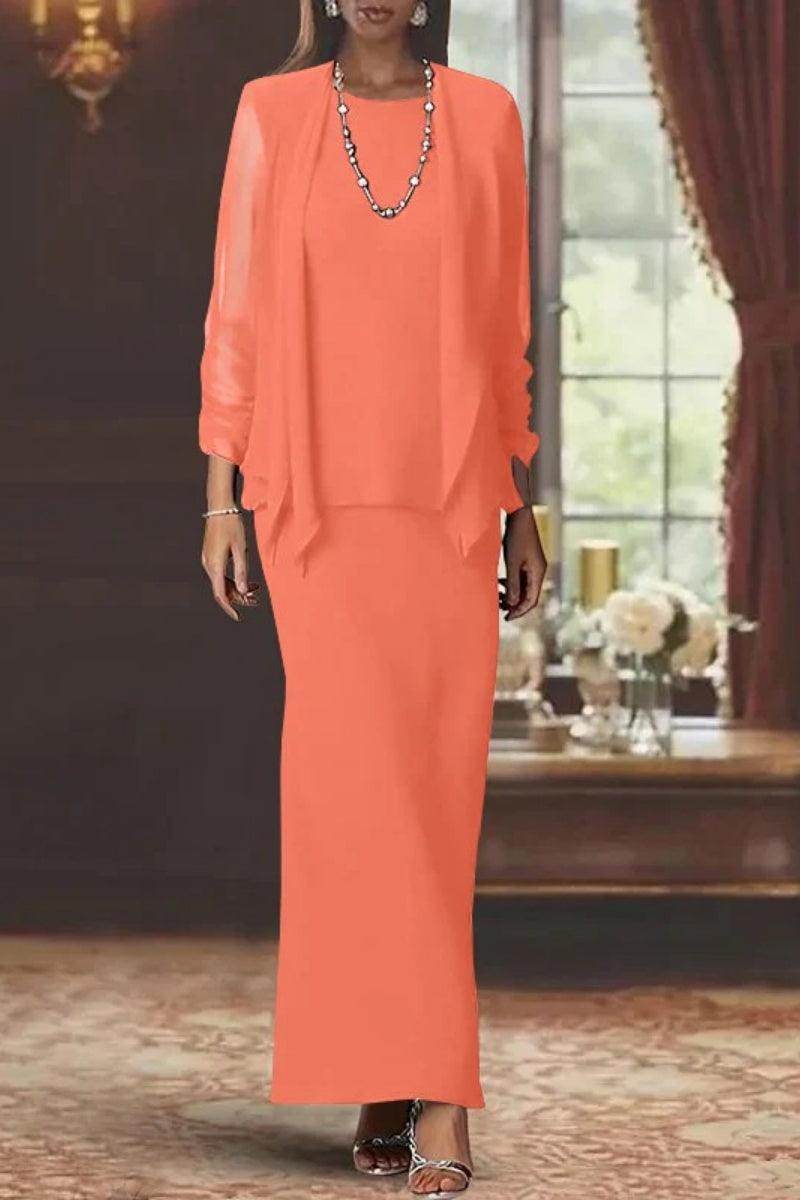 Sheath Scoop Neck Long Sleeves Floor Length Mother Dresses CM0365