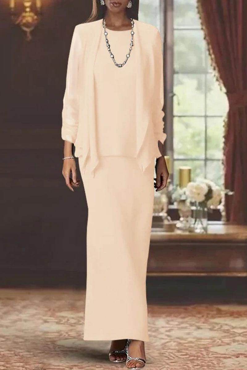 Sheath Scoop Neck Long Sleeves Floor Length Mother Dresses CM0365