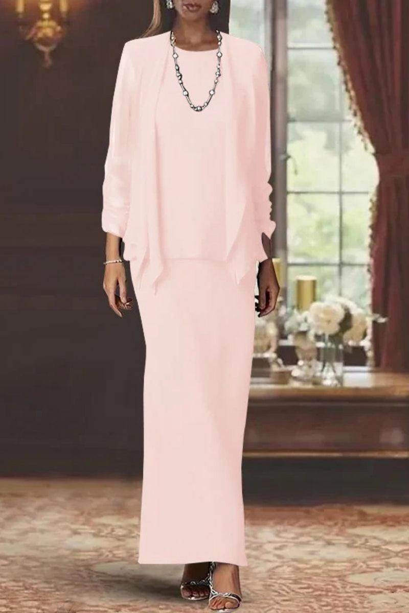 Sheath Scoop Neck Long Sleeves Floor Length Mother Dresses CM0365