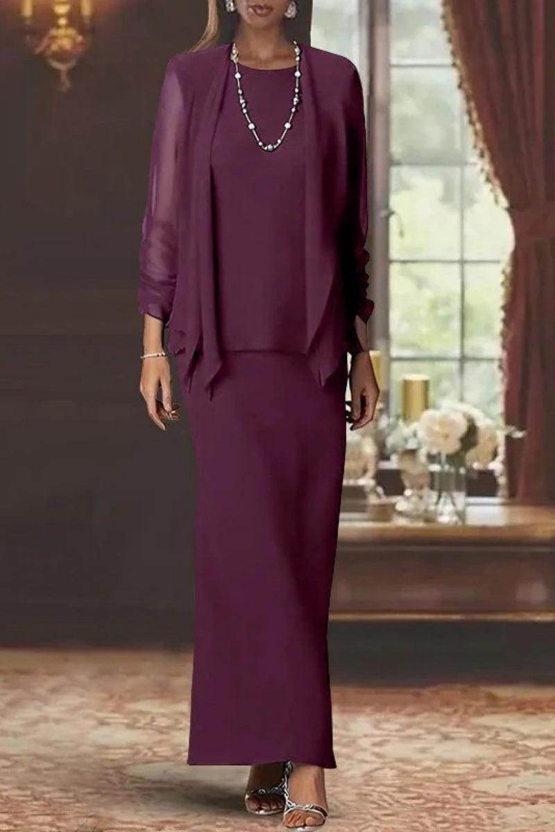Sheath Scoop Neck Long Sleeves Floor Length Mother Dresses CM0365