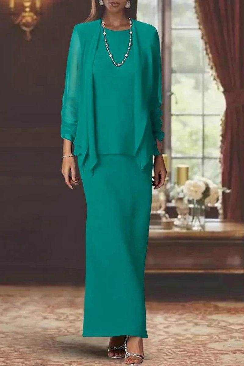Sheath Scoop Neck Long Sleeves Floor Length Mother Dresses CM0365