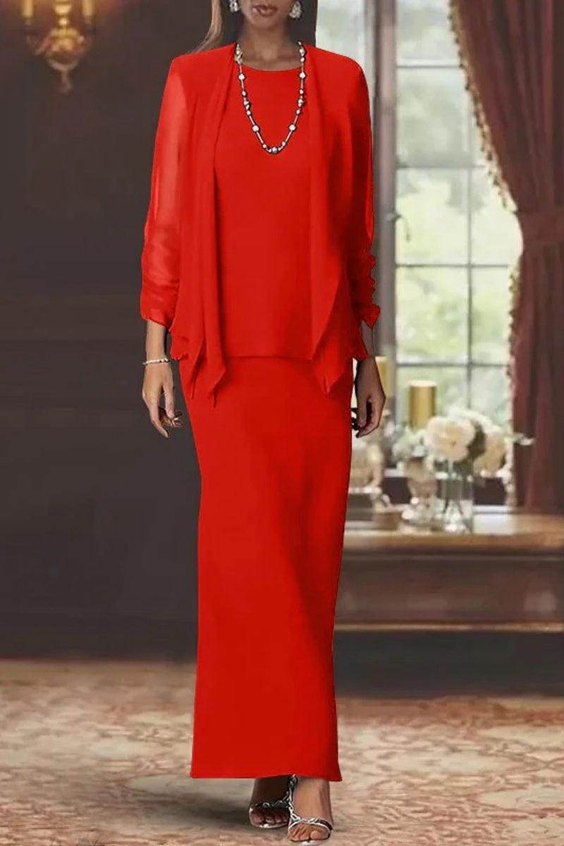 Sheath Scoop Neck Long Sleeves Floor Length Mother Dresses CM0365