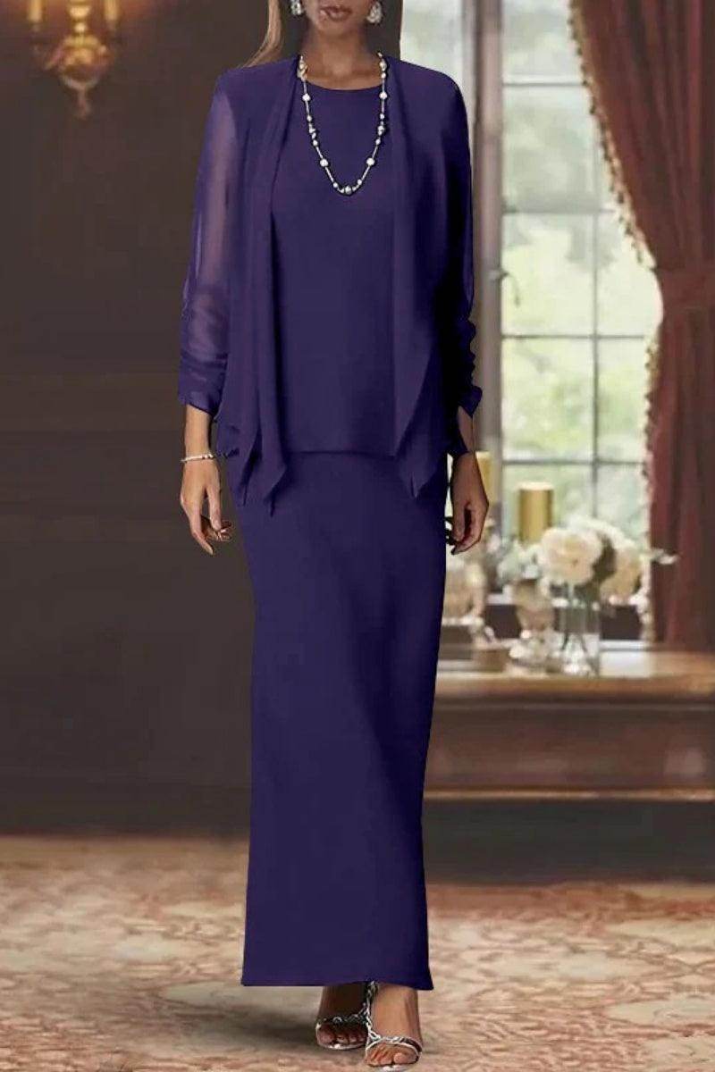 Sheath Scoop Neck Long Sleeves Floor Length Mother Dresses CM0365