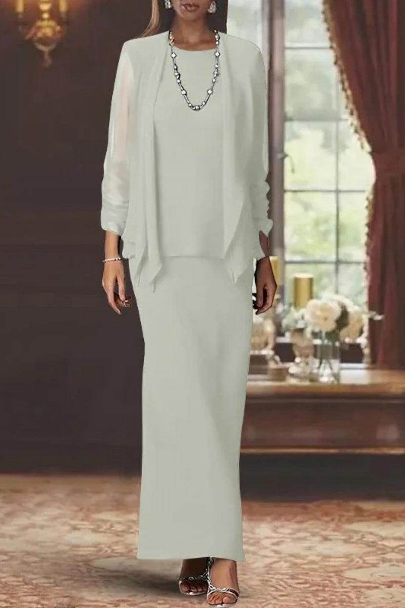 Sheath Scoop Neck Long Sleeves Floor Length Mother Dresses CM0365