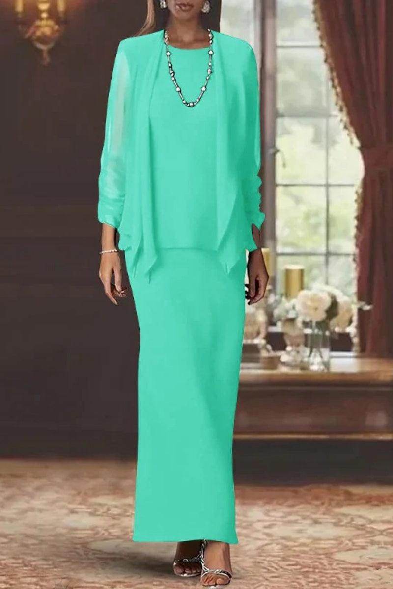 Sheath Scoop Neck Long Sleeves Floor Length Mother Dresses CM0365