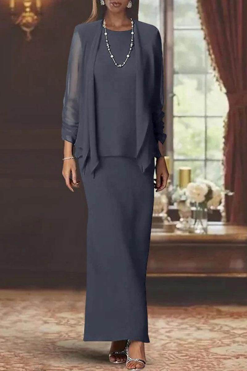 Sheath Scoop Neck Long Sleeves Floor Length Mother Dresses CM0365