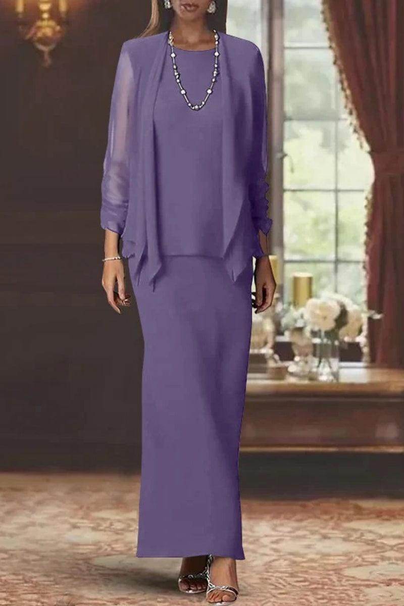 Sheath Scoop Neck Long Sleeves Floor Length Mother Dresses CM0365