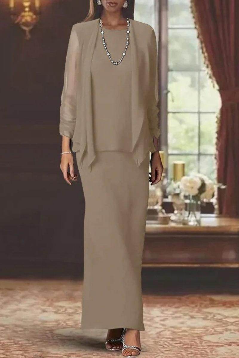 Sheath Scoop Neck Long Sleeves Floor Length Mother Dresses CM0365