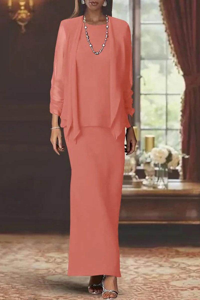 Sheath Scoop Neck Long Sleeves Floor Length Mother Dresses CM0365
