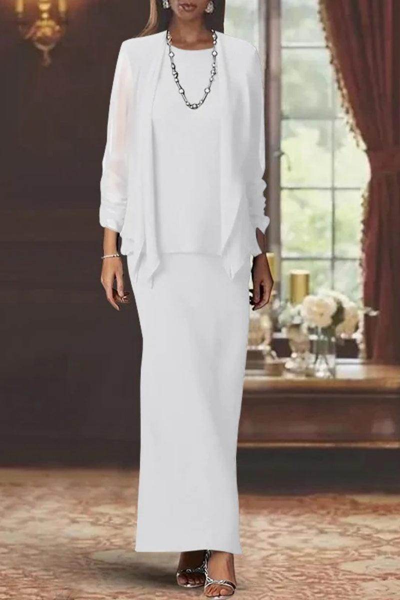 Sheath Scoop Neck Long Sleeves Floor Length Mother Dresses CM0365