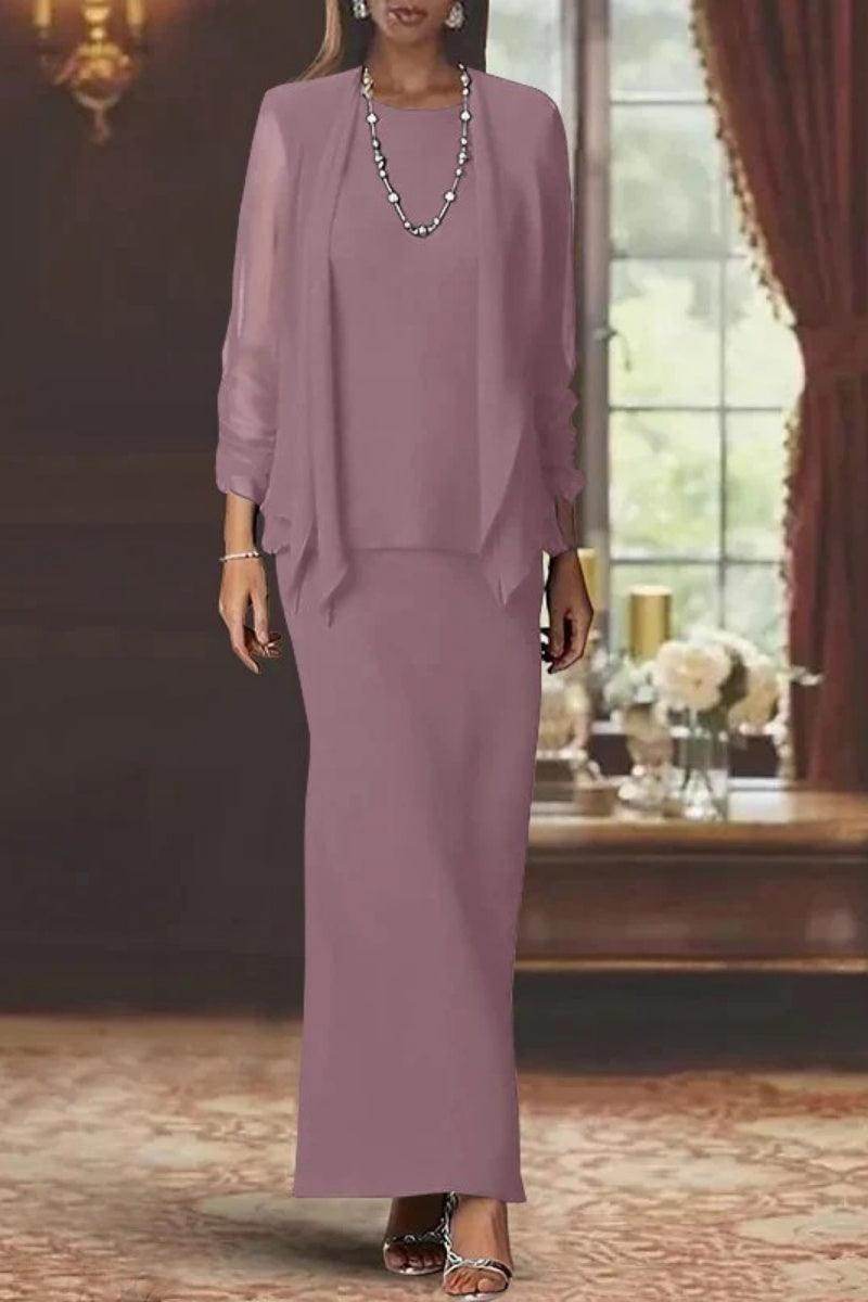 Sheath Scoop Neck Long Sleeves Floor Length Mother Dresses CM0365
