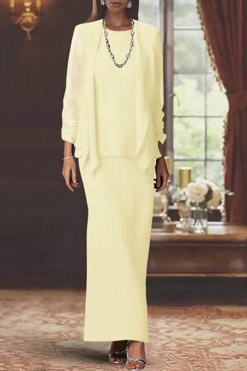 Sheath Scoop Neck Long Sleeves Floor Length Mother Dresses CM0365