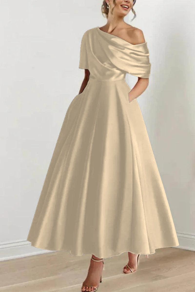 A Line One shoulder Half Sleeve Ankle Length Mother Dresses CM0366