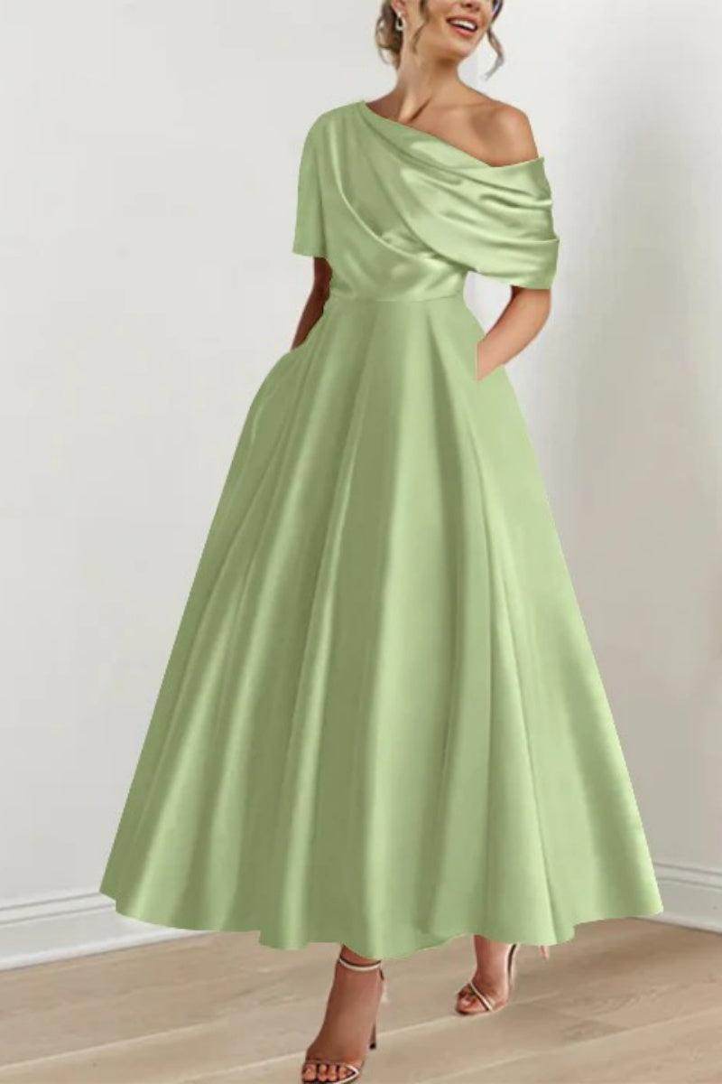A Line One shoulder Half Sleeve Ankle Length Mother Dresses CM0366