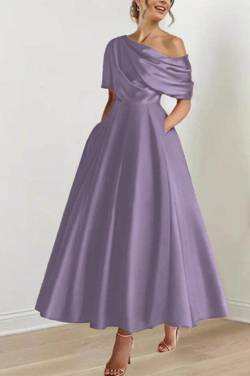 A Line One shoulder Half Sleeve Ankle Length Mother Dresses CM0366