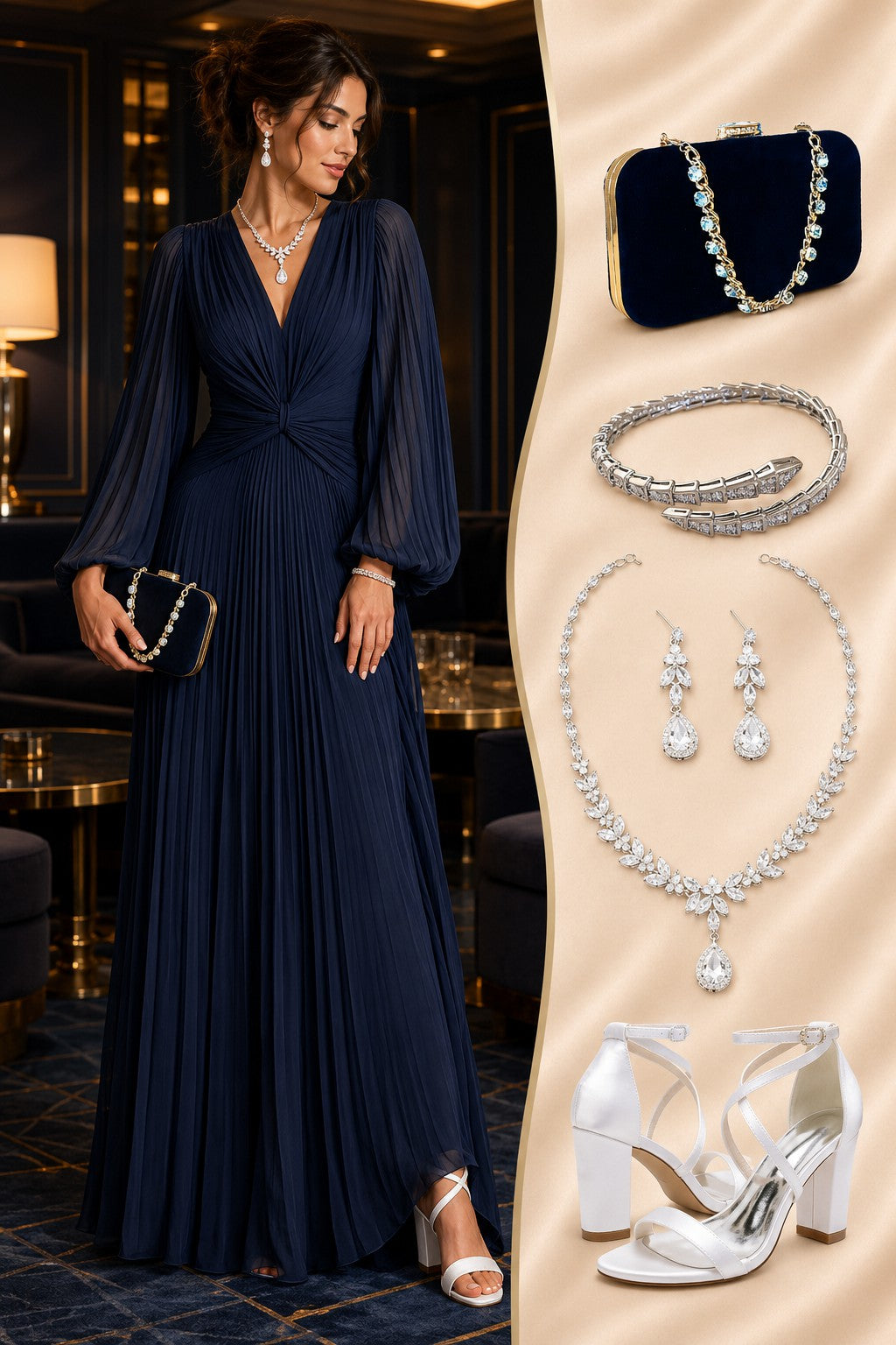 A Line V-Neck Mother of the Bride Dresses with Ruched CM0367
