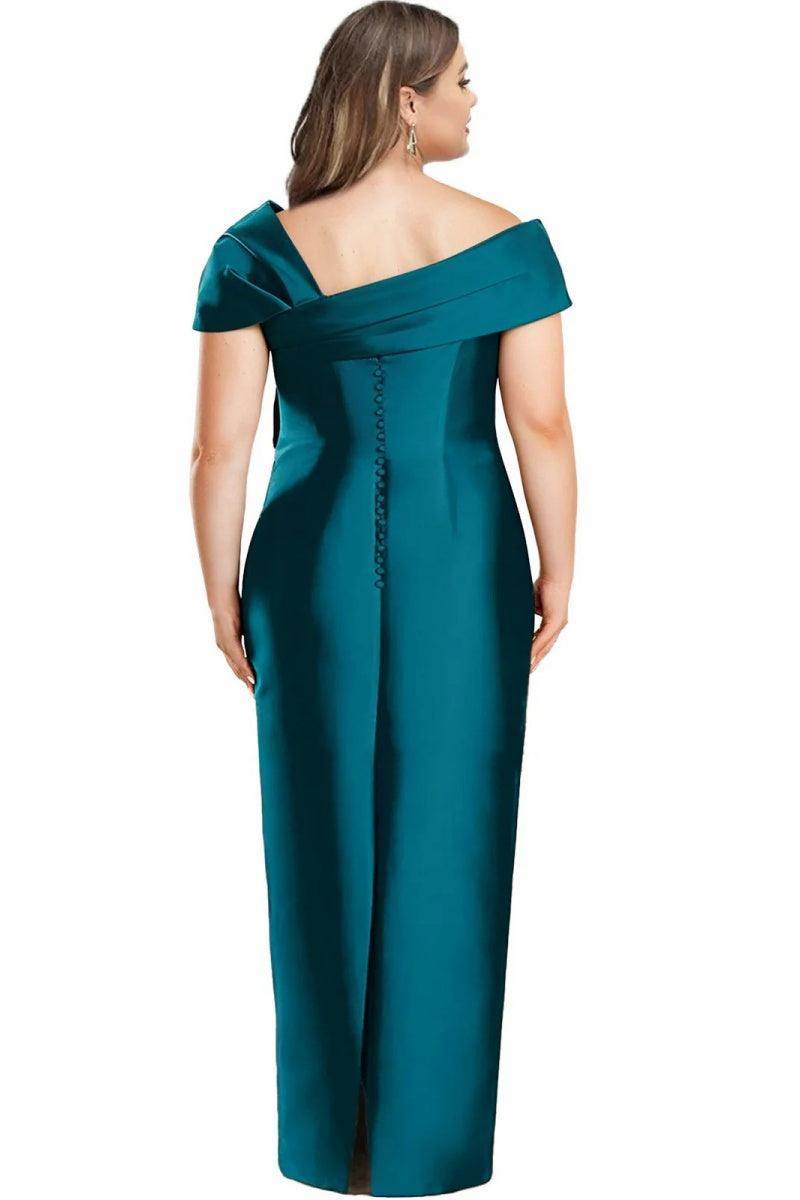 Sheath One Shoulder Floor Length Mother Dresses with Bow CM0368