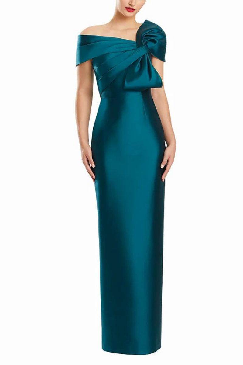 Sheath One Shoulder Floor Length Mother Dresses with Bow CM0368