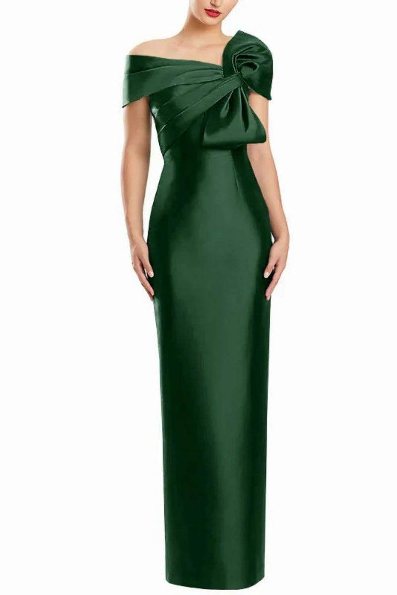 Sheath One Shoulder Floor Length Mother Dresses with Bow CM0368