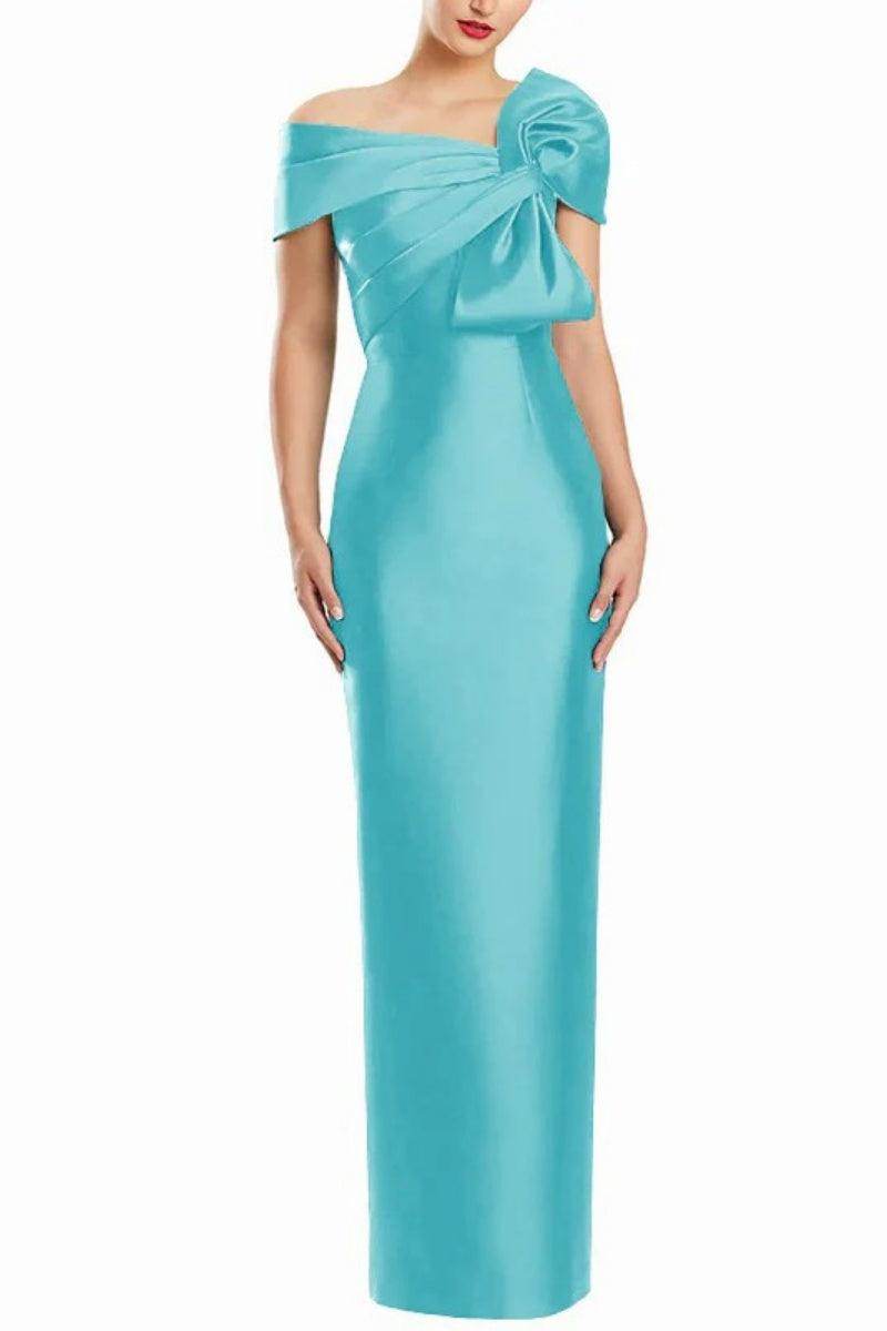 Sheath One Shoulder Floor Length Mother Dresses with Bow CM0368