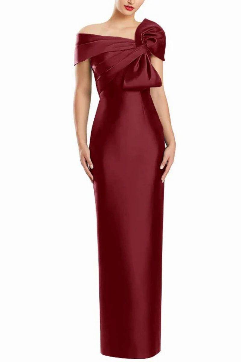 Sheath One Shoulder Floor Length Mother Dresses with Bow CM0368