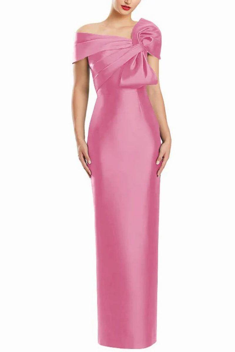 Sheath One Shoulder Floor Length Mother Dresses with Bow CM0368