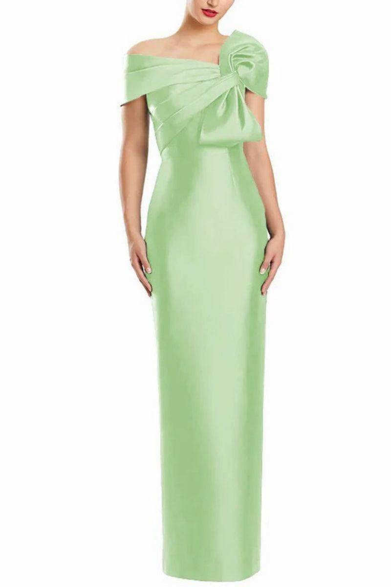 Sheath One Shoulder Floor Length Mother Dresses with Bow CM0368