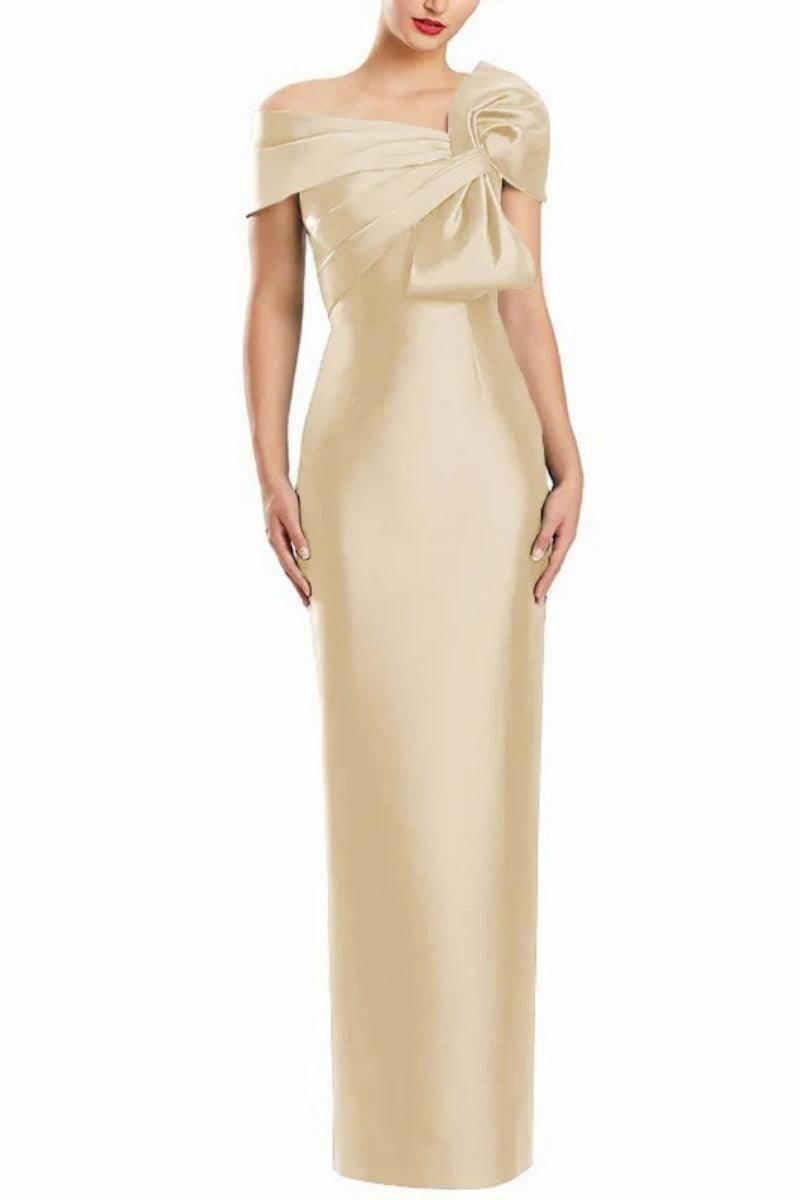 Sheath One Shoulder Floor Length Mother Dresses with Bow CM0368