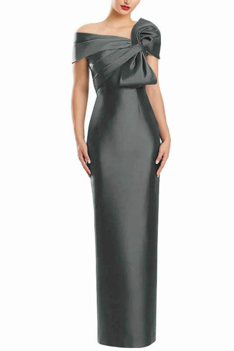 Sheath One Shoulder Floor Length Mother Dresses with Bow CM0368