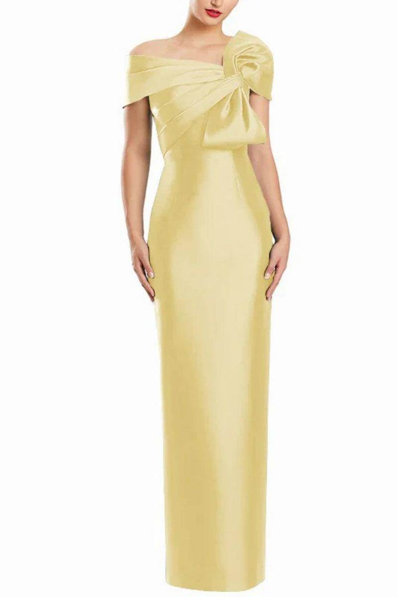 Sheath One Shoulder Floor Length Mother Dresses with Bow CM0368