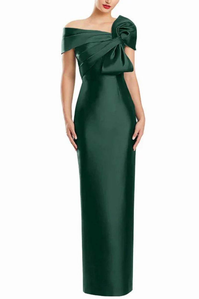 Sheath One Shoulder Floor Length Mother Dresses with Bow CM0368