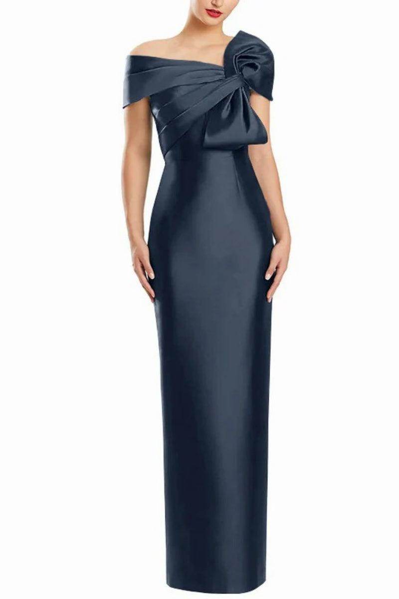 Sheath One Shoulder Floor Length Mother Dresses with Bow CM0368