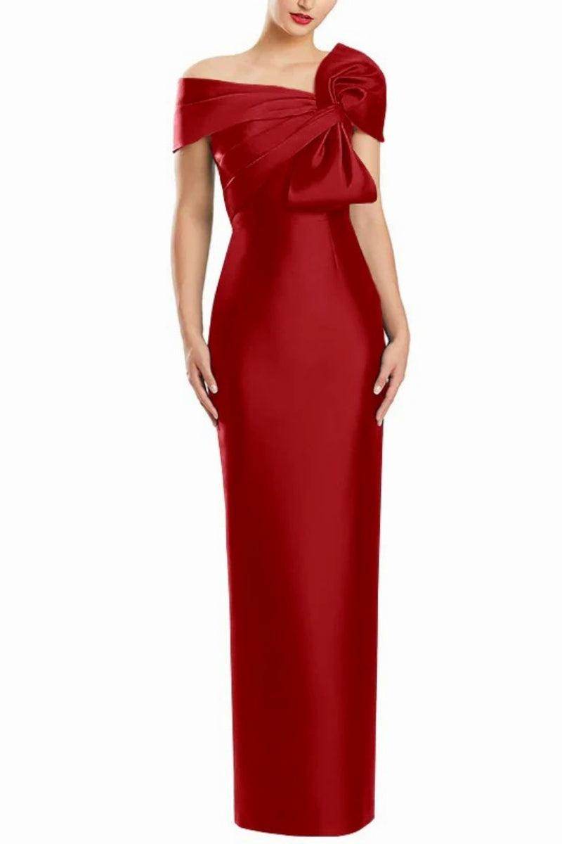 Sheath One Shoulder Floor Length Mother Dresses with Bow CM0368