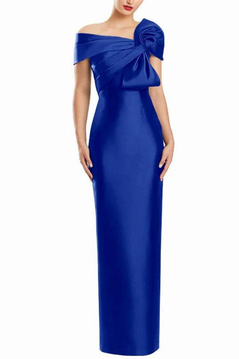 Sheath One Shoulder Floor Length Mother Dresses with Bow CM0368