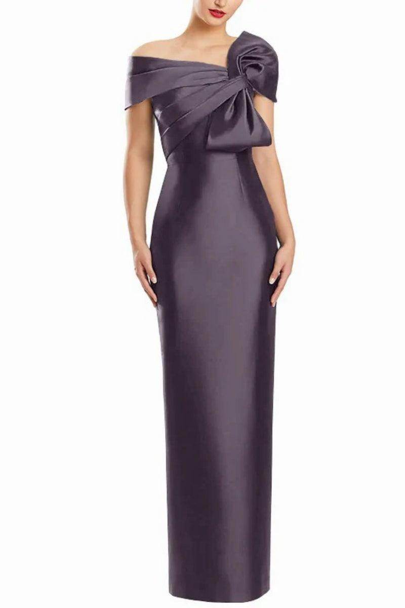 Sheath One Shoulder Floor Length Mother Dresses with Bow CM0368