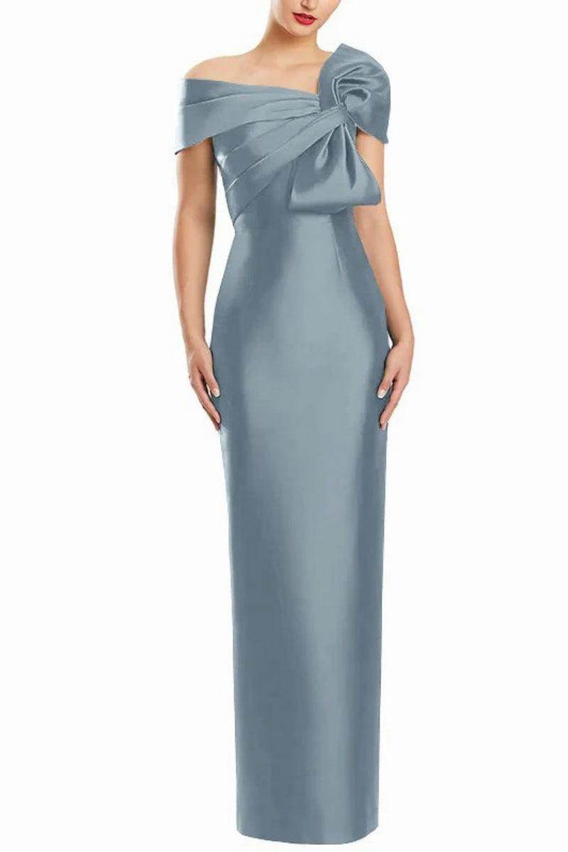 Sheath One Shoulder Floor Length Mother Dresses with Bow CM0368