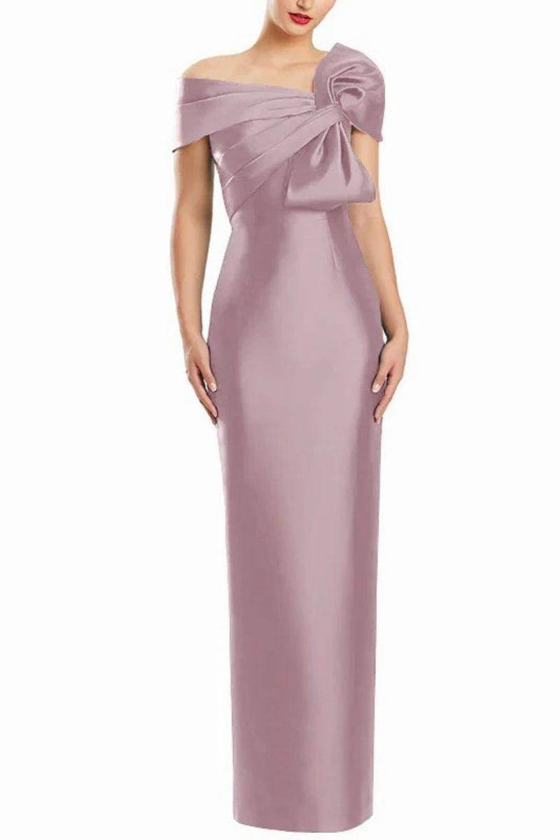 Sheath One Shoulder Floor Length Mother Dresses with Bow CM0368