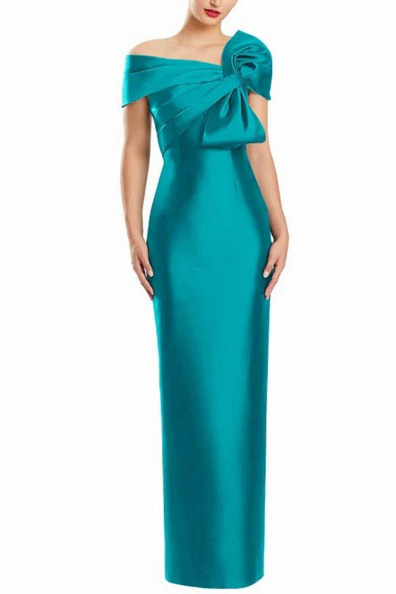 Sheath One Shoulder Floor Length Mother Dresses with Bow CM0368