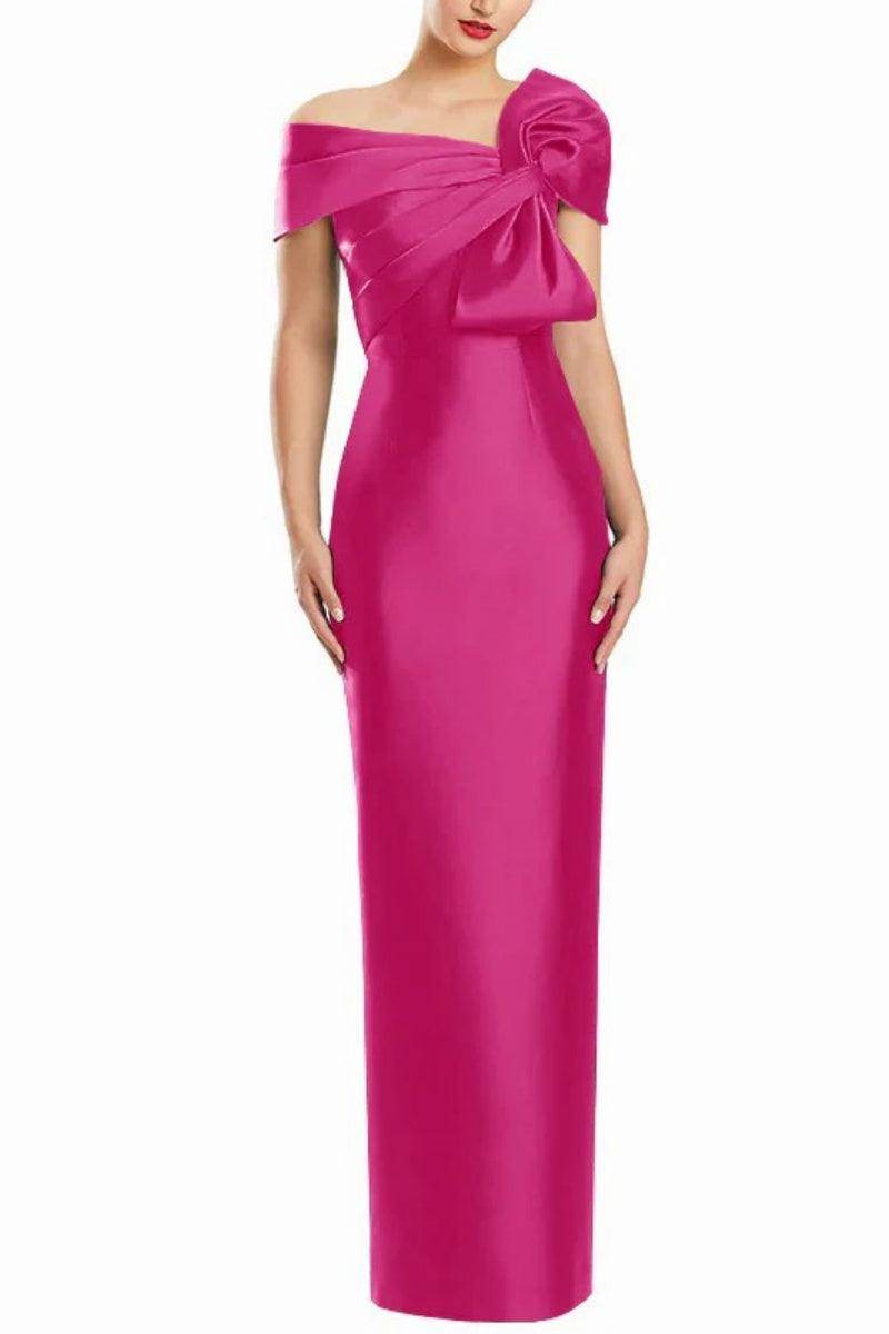 Sheath One Shoulder Floor Length Mother Dresses with Bow CM0368
