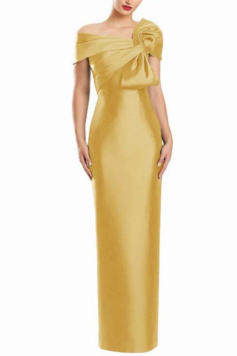 Sheath One Shoulder Floor Length Mother Dresses with Bow CM0368