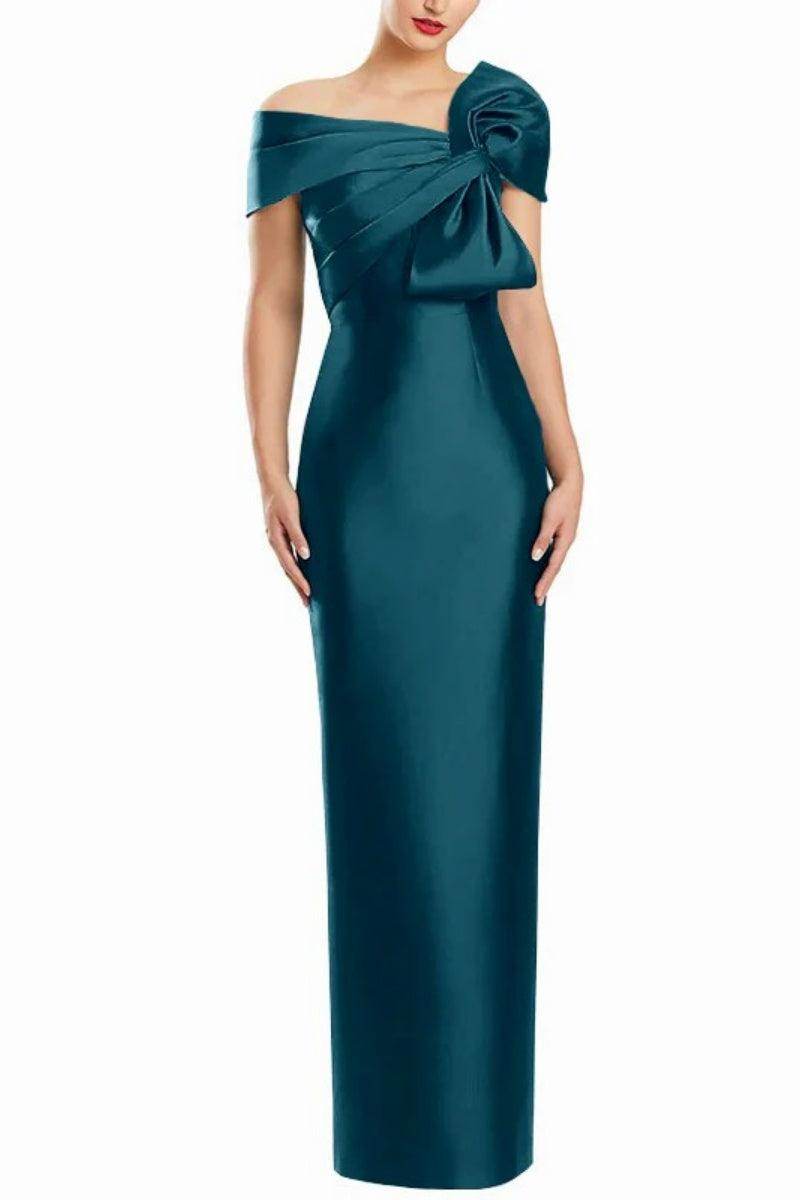 Sheath One Shoulder Floor Length Mother Dresses with Bow CM0368