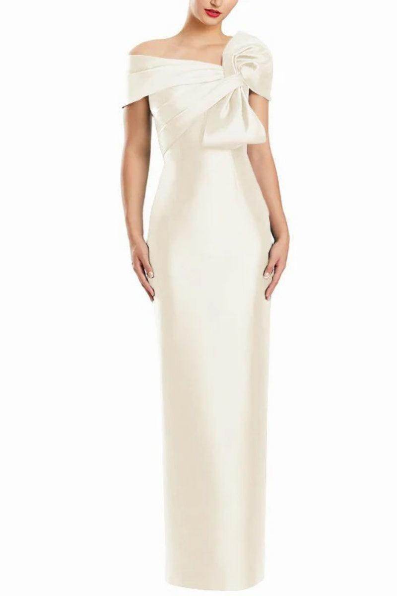 Sheath One Shoulder Floor Length Mother Dresses with Bow CM0368