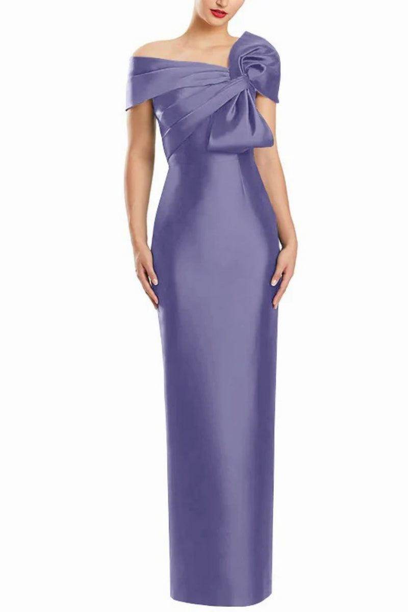 Sheath One Shoulder Floor Length Mother Dresses with Bow CM0368